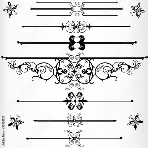 Vector: Victorian rule lines or underlines with scrolls Victorian rule lines or underlines with scrolls
