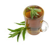 Mint tea with fresh mint leaves isolated on white