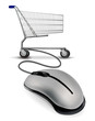 A mouse connected to a shopping cart. Vector A mouse connected to a shopping cart. Vector
