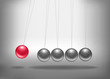 Newton's cradle with a red sphere. Concept of teamwork. Vector Newton's cradle with a red sphere. Concept of teamwork. Vector