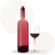 wine bottle with wine glass