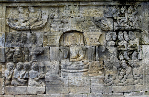 Photo: Stone carving in the Borobudur temple near Yogyakarta on Java is Stone carving in the Borobudur temple near Yogyakarta on Java is