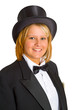 Frau mit Chapeau Claque