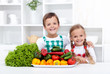 Happy healthy kids with vegetables Happy healthy kids with vegetables