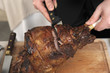 Découpe du gigot d'agneau