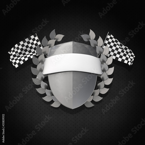 Illustration: Motorsport Wappen Silber 3D Motorsport Wappen Silber 3D