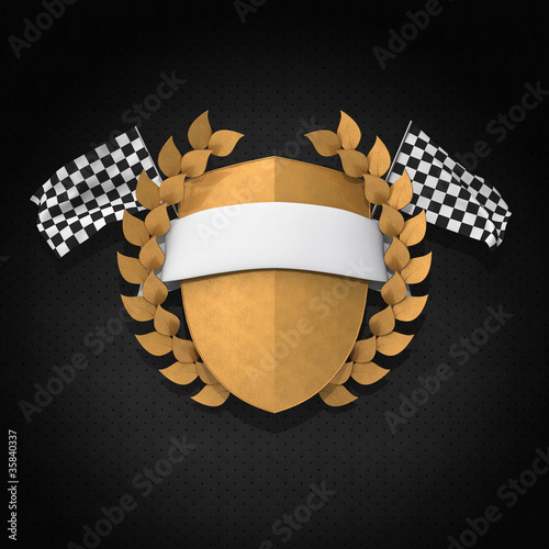 Illustration: Motorsport Wappen Gold 3D Motorsport Wappen Gold 3D
