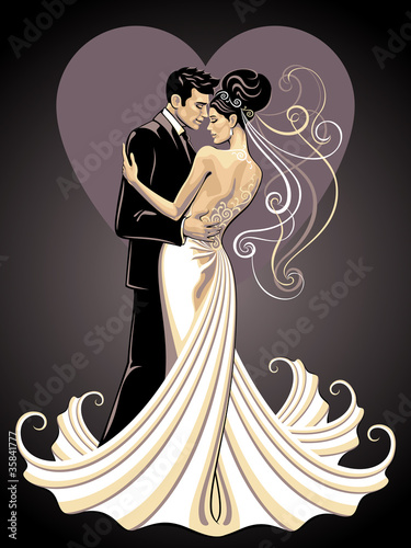 Vector: bride and fiance bride and fiance