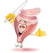 Prosciutto Cotto Fumetto Cartoon-Cooked Ham Comics-Vector