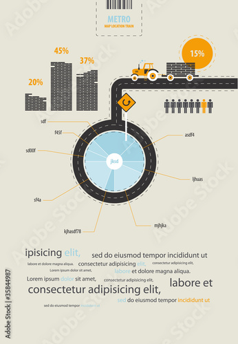 Vector: infographics circuit supplies load on the tractor infographics circuit supplies load on the tractor