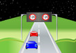 Paisaje con señal de velocidad a 120 km/h