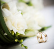 wedding bouquet and rings