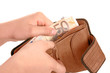 50 Euro aus einem Portemonnaie nehmen