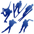 Silhuettes of athletes of winter sports