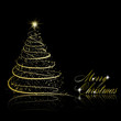 Abstract golden christmas tree on black background