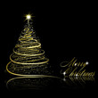 Abstract golden christmas tree on black background