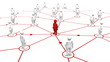 Video: Red 3d-man connecting to white 3d-men after appearing Red 3d-man connecting to white 3d-men after appearing