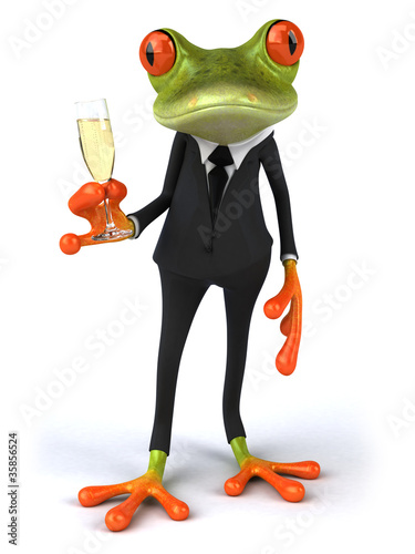 Illustration: Grenouille et champagne Grenouille et champagne
