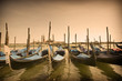 Parked gondolas in Venice, Italy