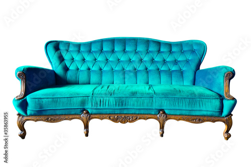 Photo: vintage blue luxury armchair isolated with clipping path vintage blue luxury armchair isolated with clipping path
