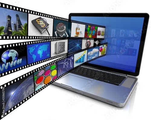 Illustration: Laptop mit Film Laptop mit Film