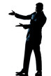 silhouette man full length showing pointing empty copy space