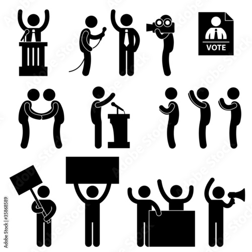 Vector: Politician Reporter Election Vote Speech Supporter Politician Reporter Election Vote Speech Supporter