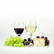 red and white wine with cheese