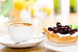 Fruit dessert and coffee