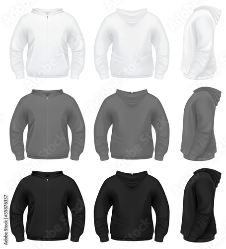 Vektor: Realistic Men's Hoodie with Zipper Realistic Men's Hoodie with Zipper