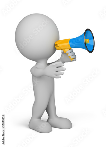 Illustration: 3d person with a megaphone 3d person with a megaphone