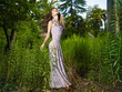 Beautiful dancing lady in the forest