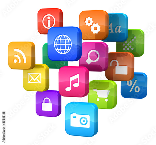 Illustration: Software concept: cloud of program icons Software concept: cloud of program icons
