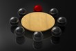 Round table. Grey background, 3d render