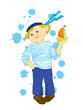 The young seaman with a toy ship.