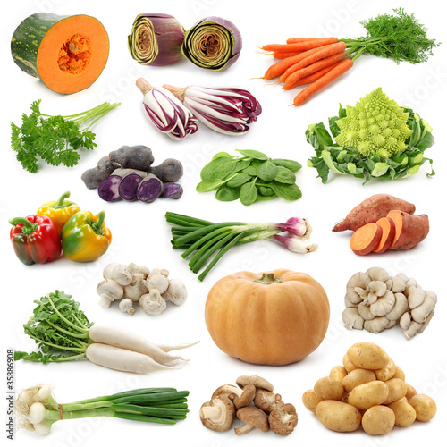 Foto: Vegetable collection isolated on a white background. Vegetable collection isolated on a white background.