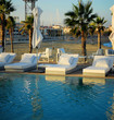 zone of rest with pool on quay of mediterranean sea in barcelona zone of rest with pool on quay of mediterranean sea in barcelona