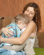 Mother comforting crying child