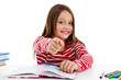 Photo: Girl learning isolated on white background Girl learning isolated on white background