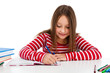 Photo: Girl learning isolated on white background Girl learning isolated on white background