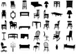 Furniture silhouette vector illustration set.