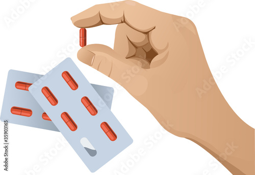Vektor: Hand with pill Hand with pill