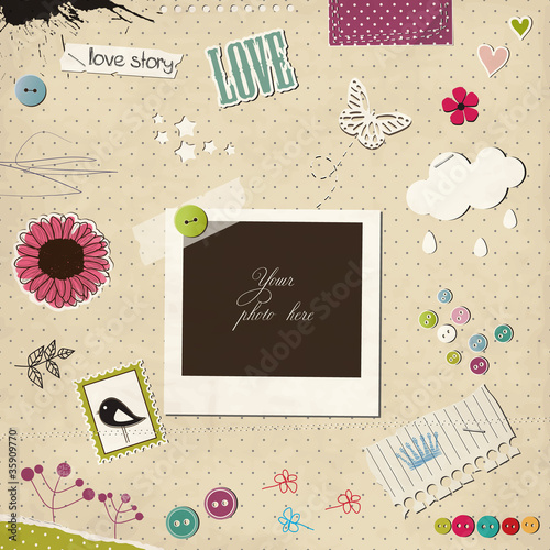 Vektor: Photo frame with elements Photo frame with elements