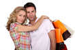 couple with shopping bags