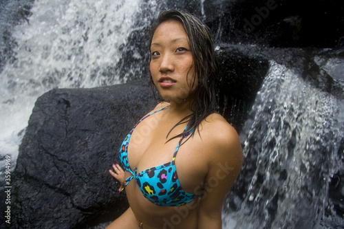 Photo: Asian woman at waterfalls Asian woman at waterfalls