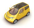 Small yellow car on white background. My own design Small yellow car on white background. My own design