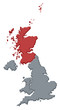 mapa velk&aacute; brit&aacute;nie, scottland, zv&yacute;razněn&eacute;