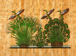 Paryrus avec canards, lotus et palmier. Paryrus avec canards, lotus et palmier.