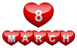 hearts - 8 march - isolated on white