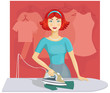 Woman iron clothes